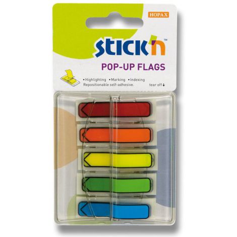 Zakładki indeksujące na podajniku Stick'n 45x12mm, 150szt Strzałki